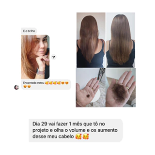 Print de cliente mostrando antes e depois do cabelo