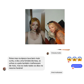 Print de cliente mostrando o cabelo antes e depois